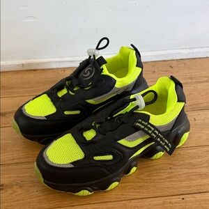 Kids Black and Neon Yellow Sneakers